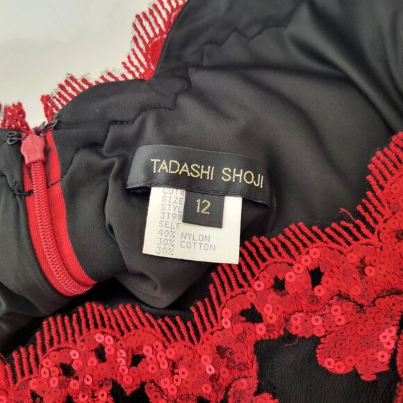 Tadashi Shoji Red Sequin Party Dress Sleeveless Sheath Dress - Picture 4 of 6